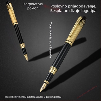 Visokokvalitetno crno metalno pero za potpis s graviranim logom u kutiji za poklon