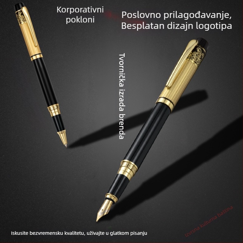 Visokokvalitetno crno metalno pero za potpis s graviranim logom u kutiji za poklon