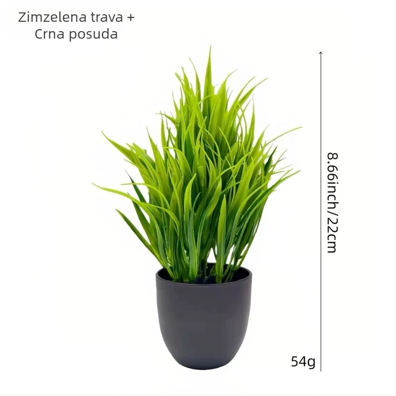 Umjetni bonsai od zelenih biljaka, različiti stilovi plastičnih cvjetova, male posude za dekoriranje kod kuće i u uredu