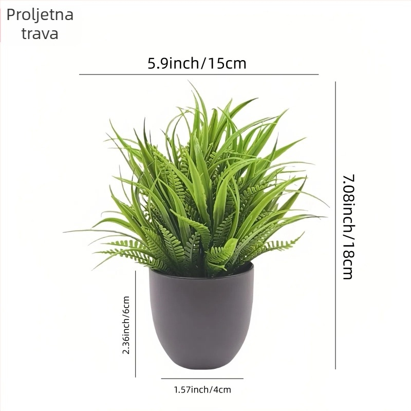 Umjetni bonsai od zelenih biljaka, različiti stilovi plastičnih cvjetova, male posude za dekoriranje kod kuće i u uredu