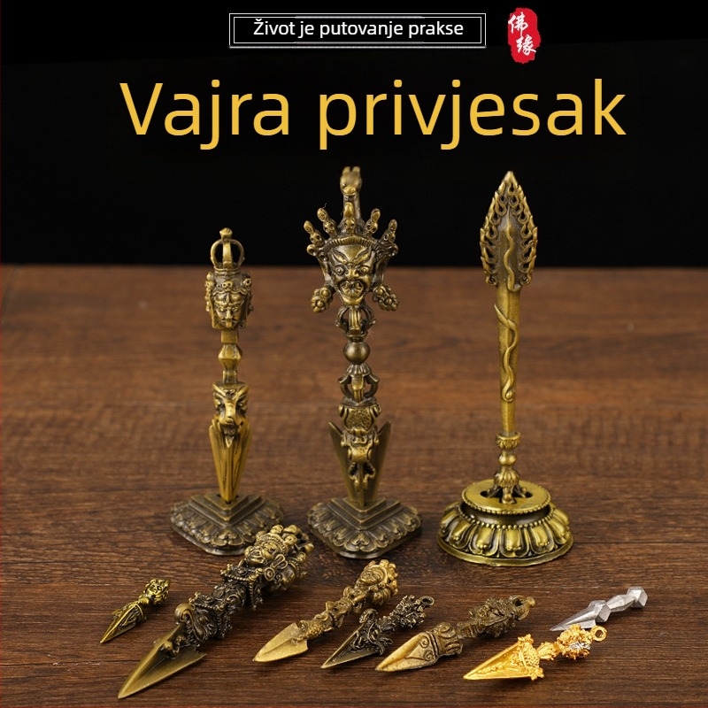 Privjesak s trostranom Vajrom i motivom mača Manjushri, retro dizajn