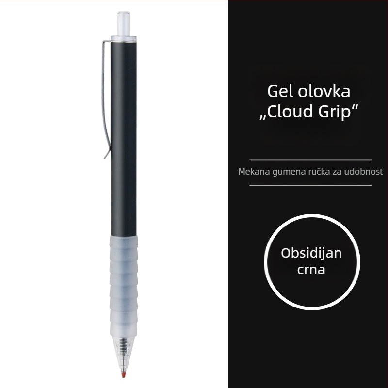 Gel olovka s mekanim silikonskim držačem u obliku oblaka, brzo sušeće, tlačni mehanizam, sjajno tijelo, pogodno za učenike i ispite