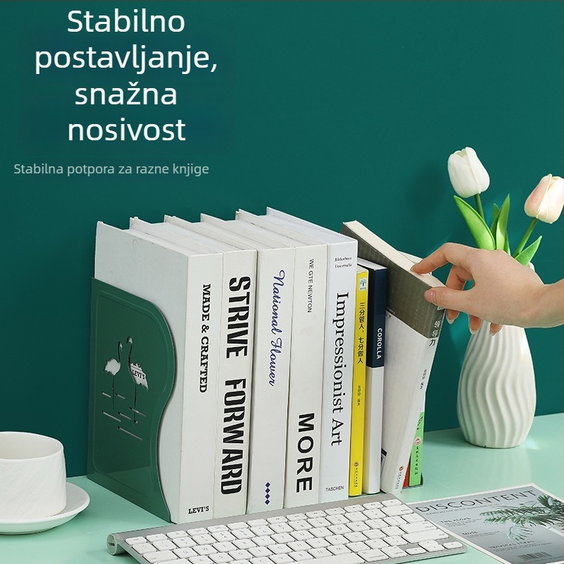 Metalni povlačni držač za knjige za stolom, pojačani držač za knjige i polica s izrezanim dizajnom