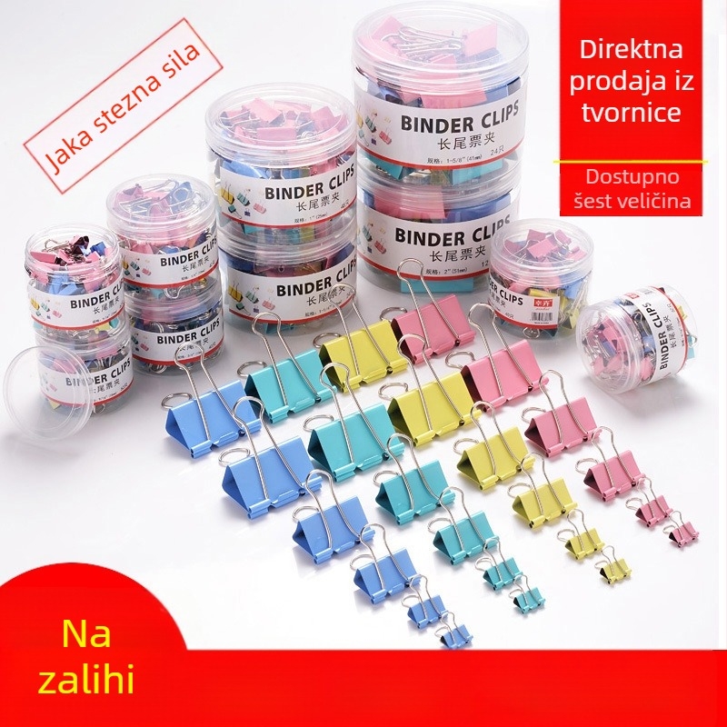 Bailicheng crni klips s dugim repom od mangan čelika, klip za dokumente i račune, uredski pribor