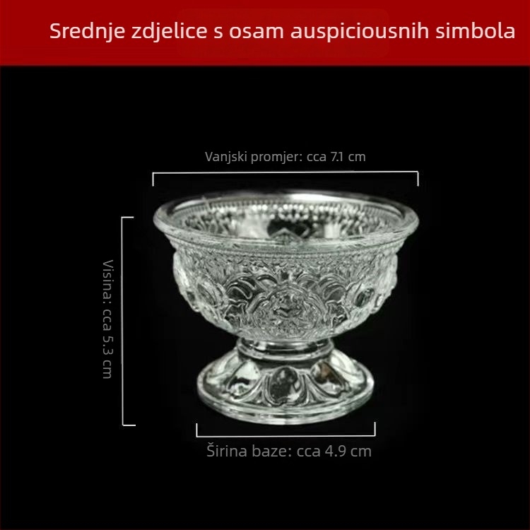 Šareni držač maslene lampe s lotosom – stakleni stalak za kućni oltar, s osam blaženih nogu