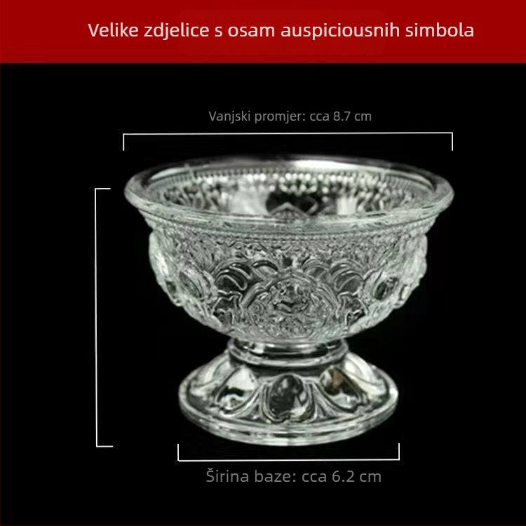 Šareni držač maslene lampe s lotosom – stakleni stalak za kućni oltar, s osam blaženih nogu