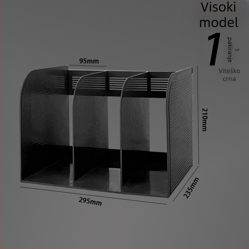 Plastični stolni organizator za dokumente A4, s integriranom trostrukom policom za knjige i prostorom za skladištenje