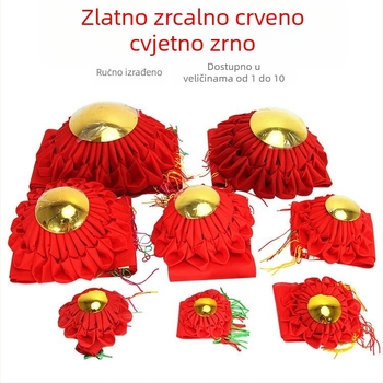 Ručno izrađena crvena kugla s cvijetom i zlatnim oglednim detaljem za Feng Shui i Buddha-ov oltar
