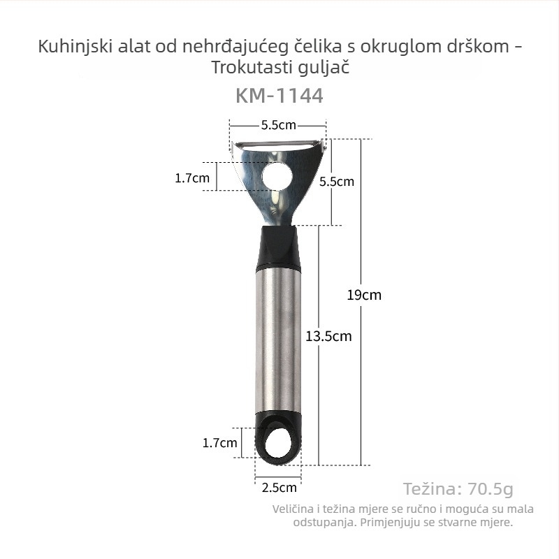 16-dijelni set od nehrđajućeg čelika: nož za pizzu, lopatica za sir, nož za maslac, otvarač boca, tortna lopatica, mućkalica za jaja, rende