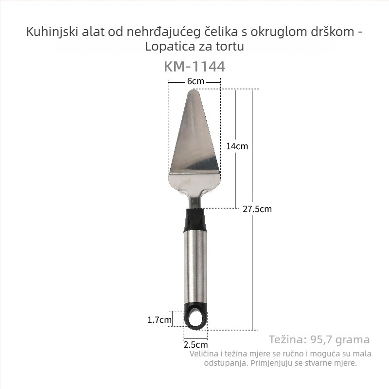 16-dijelni set od nehrđajućeg čelika: nož za pizzu, lopatica za sir, nož za maslac, otvarač boca, tortna lopatica, mućkalica za jaja, rende