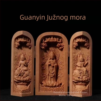 Drveni Budin kip od tikovog i sandalovog drveta s nišom, kineski ukras Bodhisattva