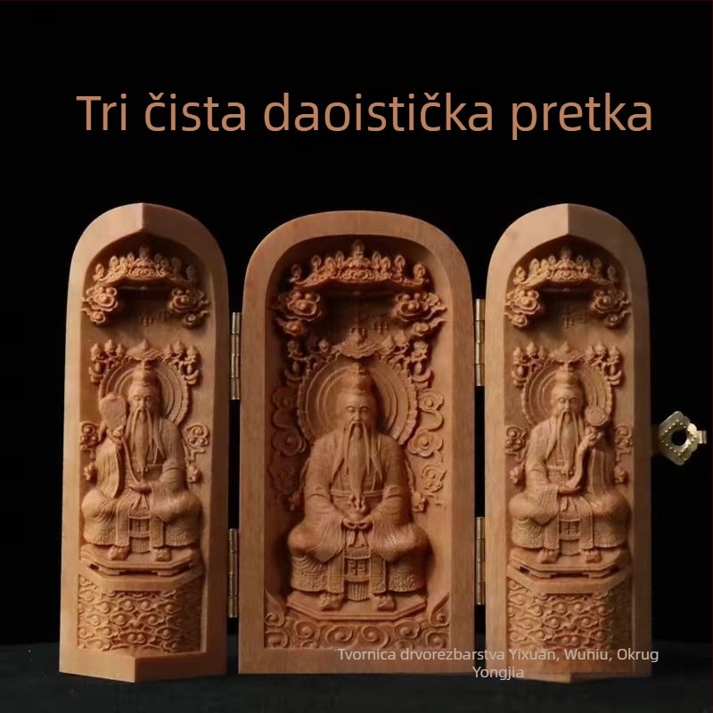 Drveni Budin kip od tikovog i sandalovog drveta s nišom, kineski ukras Bodhisattva