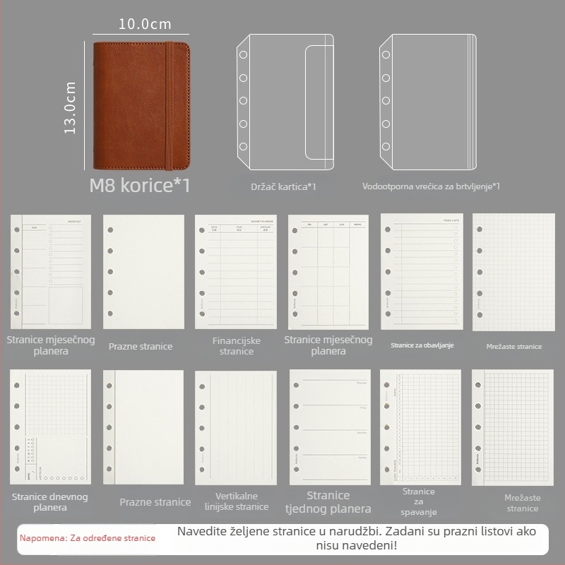 M8Pu binder bilježnica za učenike i djecu, putni dnevnik u pastelnih boja, 42 stranice, Dowling papir, veličina 10x13 cm, 5 rupa