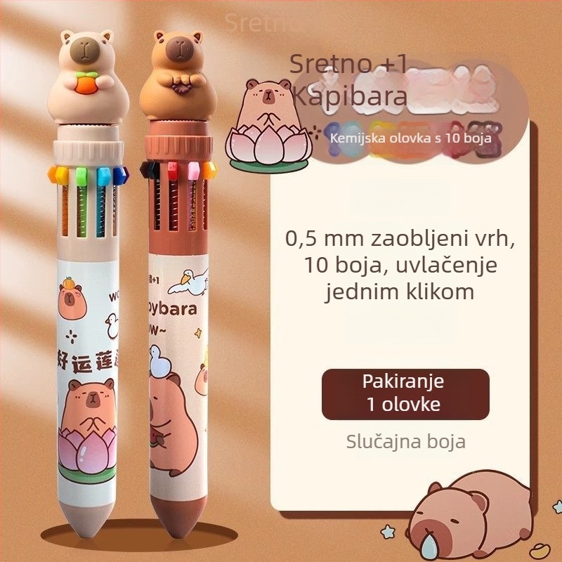 Slatka kapibara, deset boja kuglična olovka za bilješke i crtanje