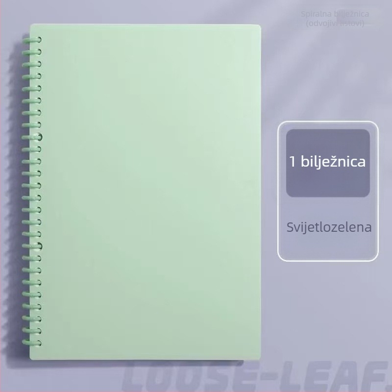B5 bilježnica s odvojivim stranama, DIY, spiralno uvezana, jednostavna i elegantna