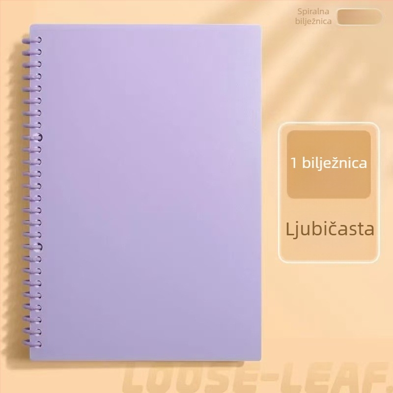 B5 bilježnica s odvojivim stranama, DIY, spiralno uvezana, jednostavna i elegantna