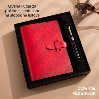 Poklon set bilježnica od mekane kože, A5, odvojive stranice, tisk logotipa, poslovno prilagođavanje