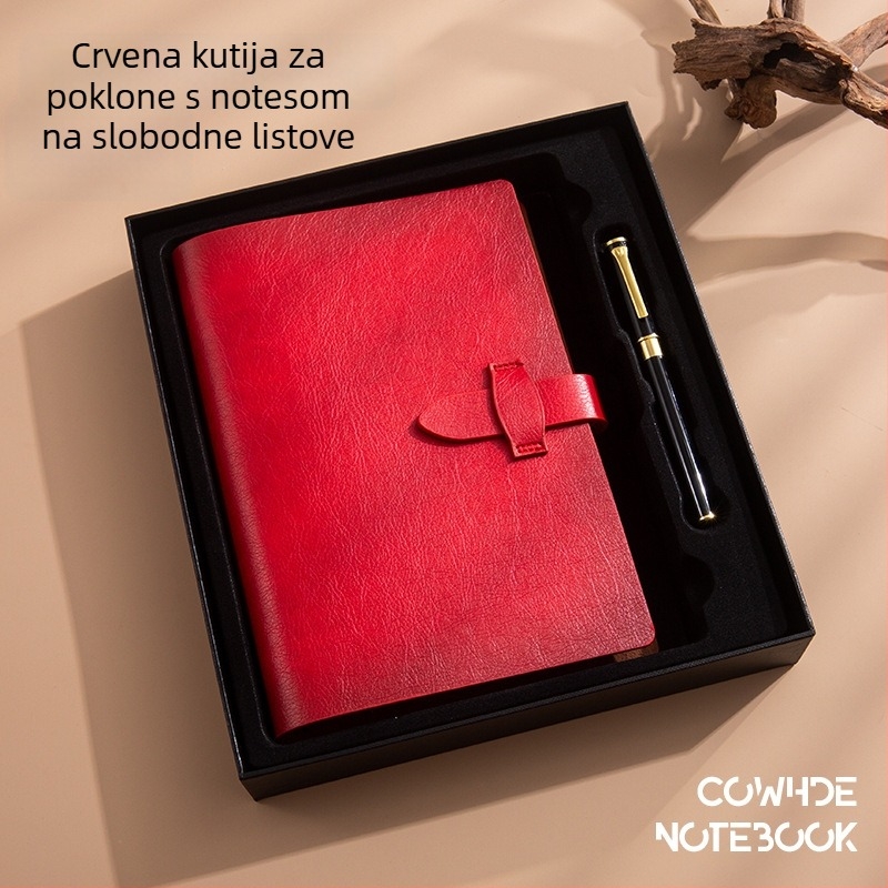 Poklon set bilježnica od mekane kože, A5, odvojive stranice, tisk logotipa, poslovno prilagođavanje
