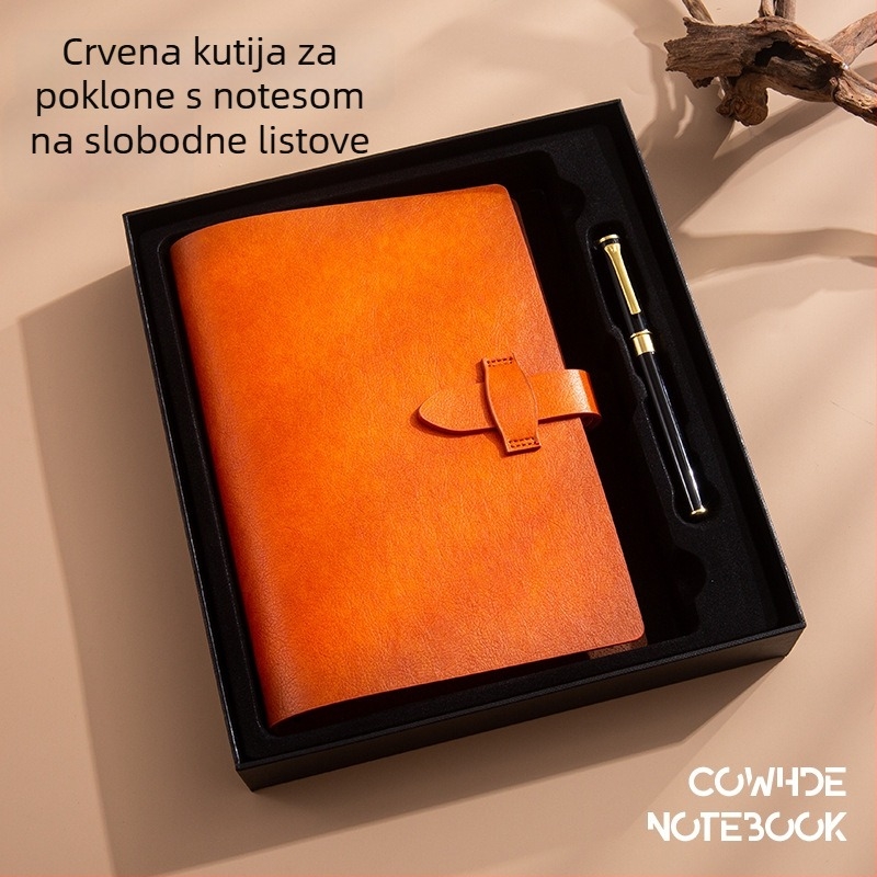 Poklon set bilježnica od mekane kože, A5, odvojive stranice, tisk logotipa, poslovno prilagođavanje