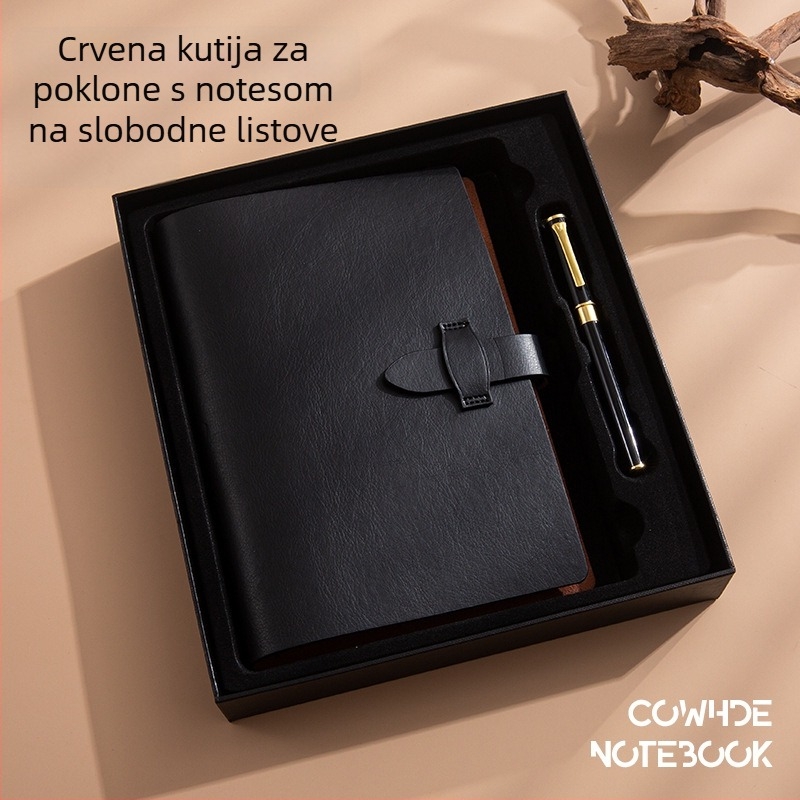 Poklon set bilježnica od mekane kože, A5, odvojive stranice, tisk logotipa, poslovno prilagođavanje
