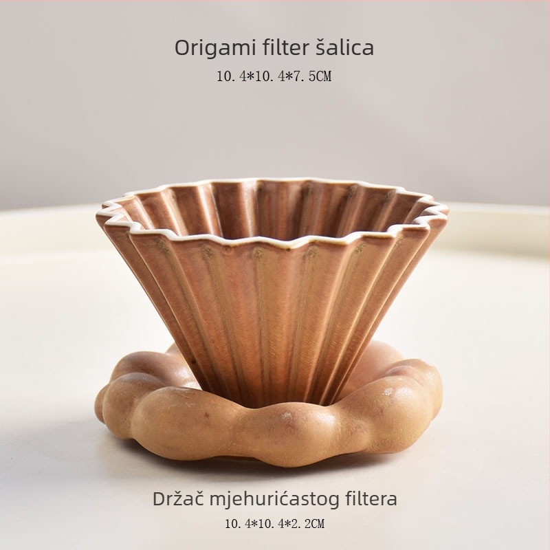 Keramički V60 filter za kavu, mali origami stil, ručna priprema kave