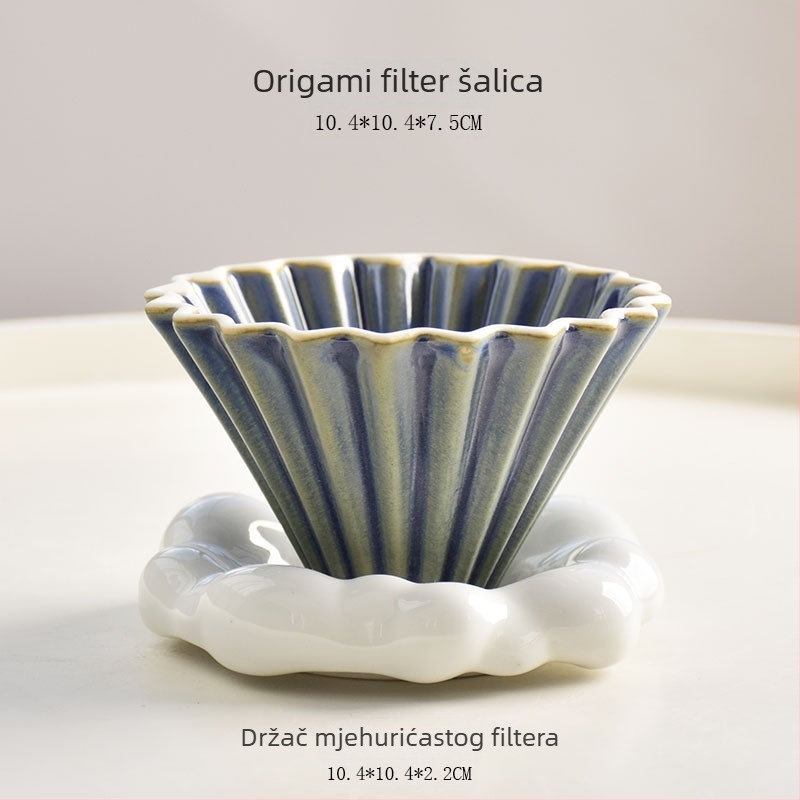Keramički V60 filter za kavu, mali origami stil, ručna priprema kave