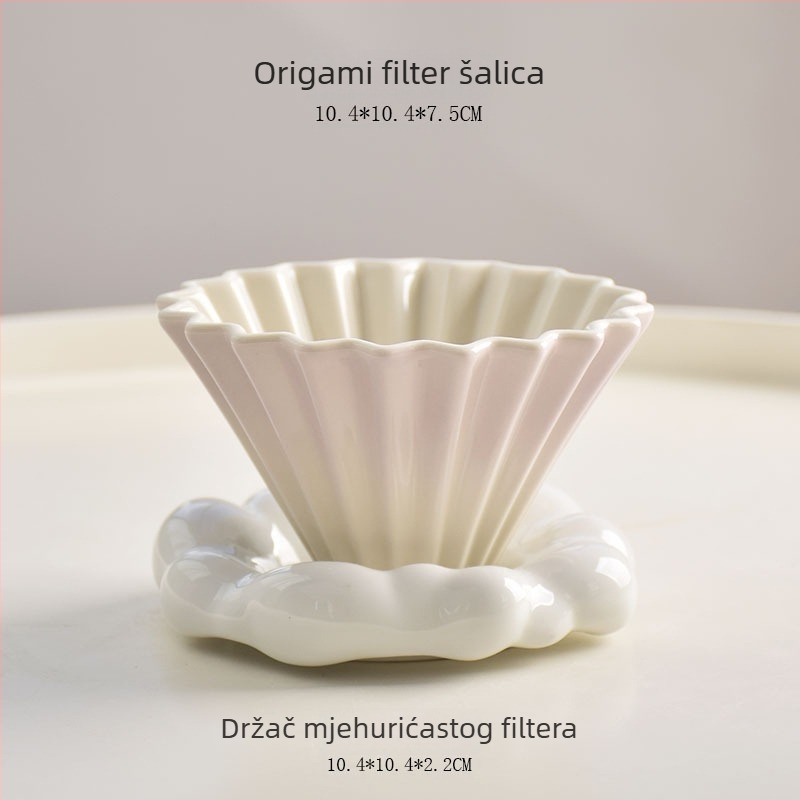 Keramički V60 filter za kavu, mali origami stil, ručna priprema kave
