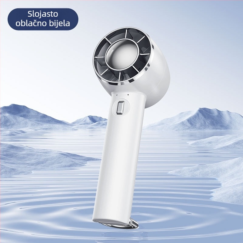 Xin Yi Duo Ručni ventilator s hlađenjem poluvodičima, USB punjivi, prijenosni stolni ventilator za vanjsku upotrebu, 5 lopatica, 4 brzine, ugrađena baterija 1200–2000 mAh