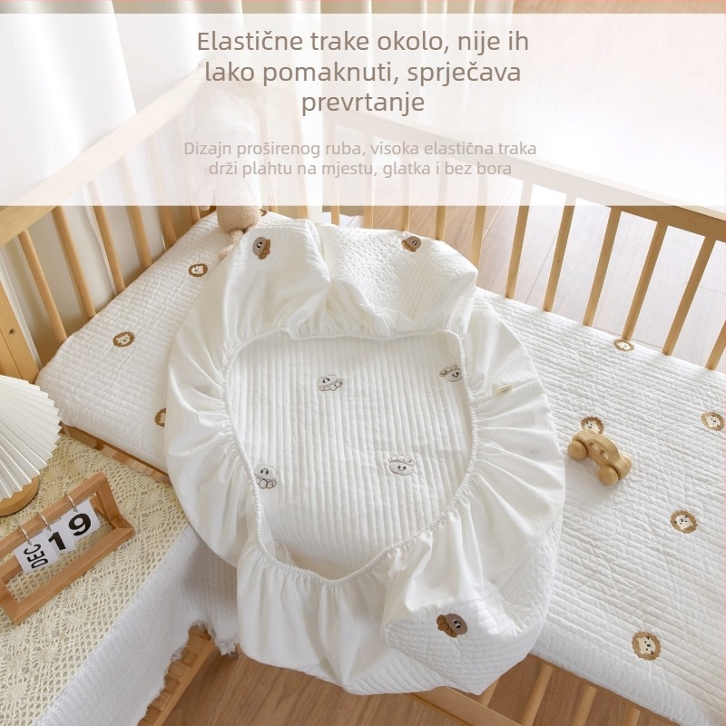 Bebin komplet posteljine od 100% pamuka: napinjajuća plahta za madrac i zaštitna navlaka za madrac, patchwork dizajn, za sve sezone