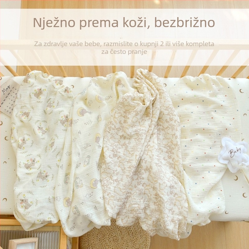 Set plahte za novorođenče od 100% pamuka gazane tkanine – zaštita madraca i plahte za četiri godišnja doba, patchwork dizajn