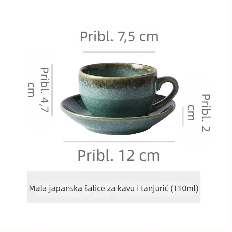 Set keramičkih šalica za kavu i tanjurić, retro stil, za ured
