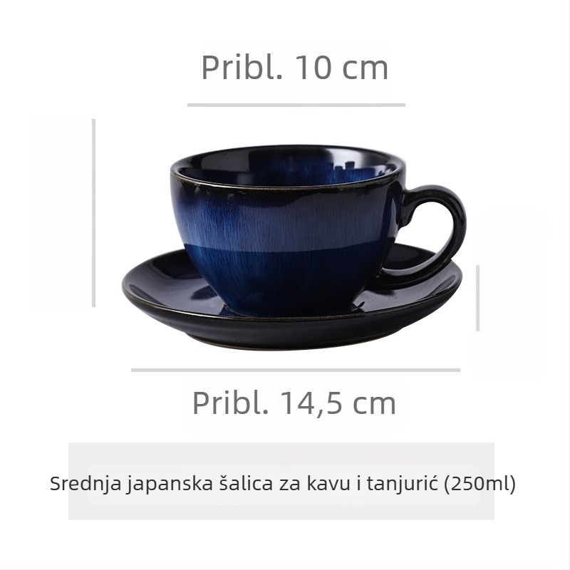Set keramičkih šalica za kavu i tanjurić, retro stil, za ured
