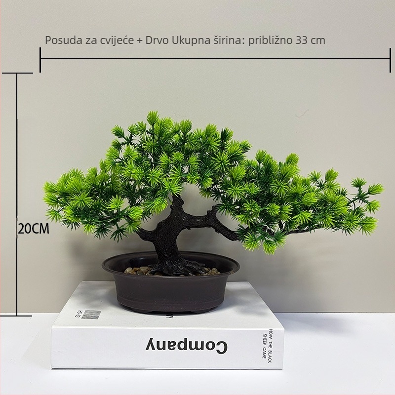 Plastični bonsai bor Welcoming Pine za unutarnju dekoraciju, mini bor, 20 cm