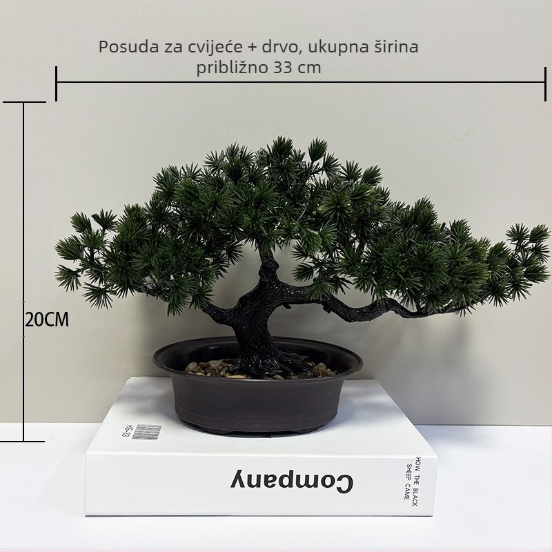 Plastični bonsai bor Welcoming Pine za unutarnju dekoraciju, mini bor, 20 cm
