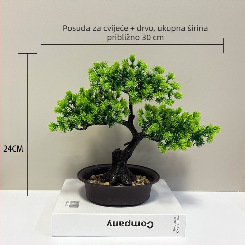 Plastični bonsai bor Welcoming Pine za unutarnju dekoraciju, mini bor, 20 cm