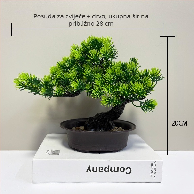 Plastični bonsai bor Welcoming Pine za unutarnju dekoraciju, mini bor, 20 cm