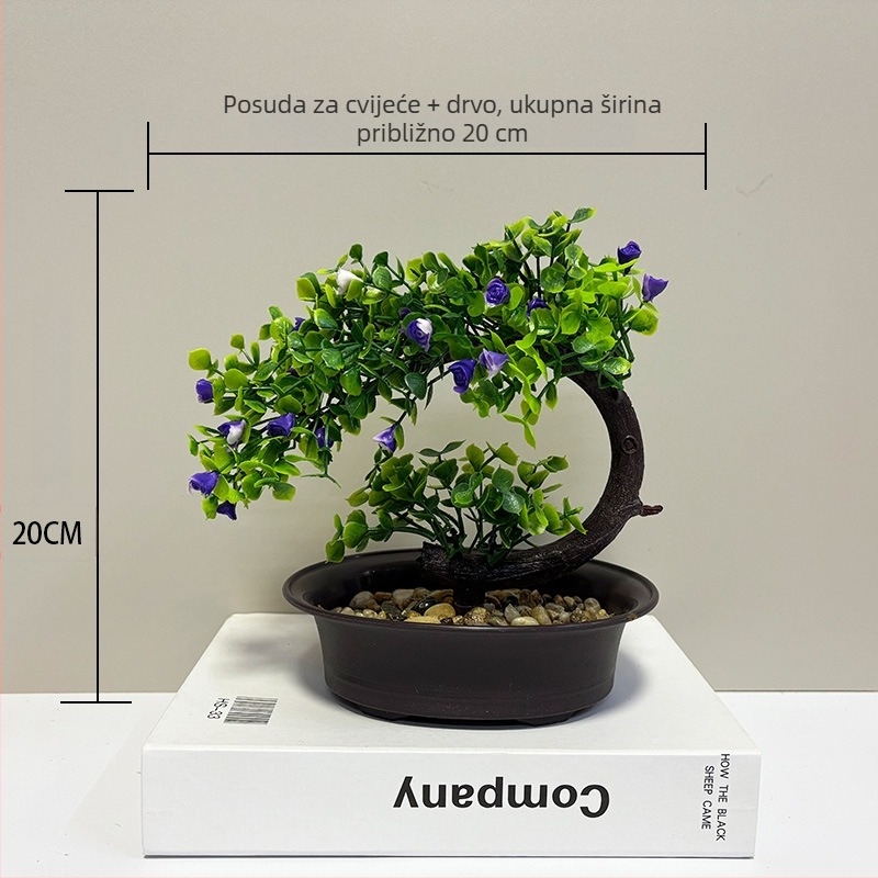 Plastični bonsai bor Welcoming Pine za unutarnju dekoraciju, mini bor, 20 cm