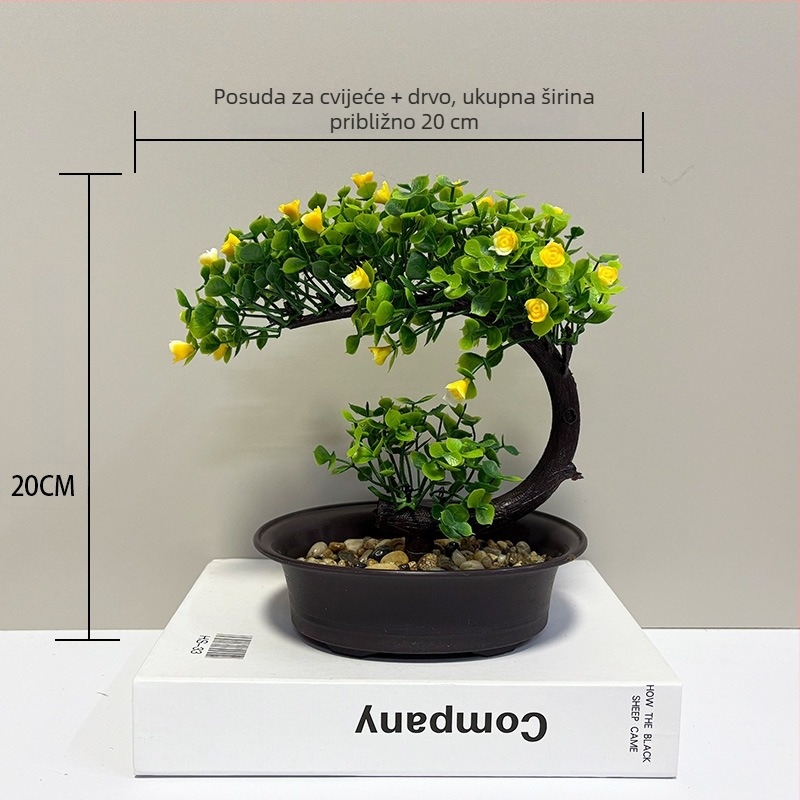 Plastični bonsai bor Welcoming Pine za unutarnju dekoraciju, mini bor, 20 cm