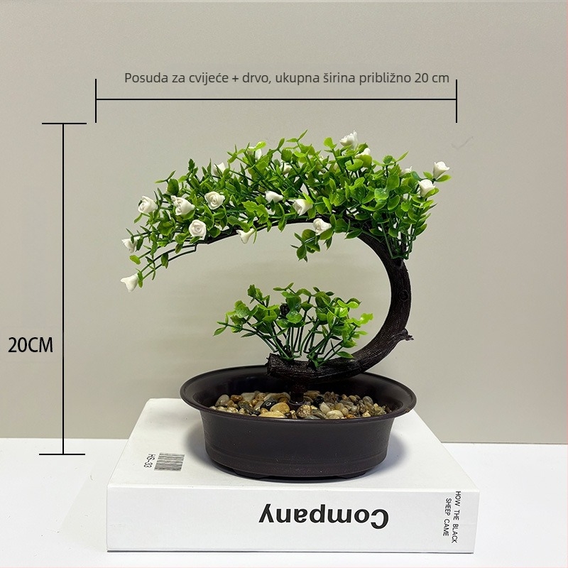 Plastični bonsai bor Welcoming Pine za unutarnju dekoraciju, mini bor, 20 cm