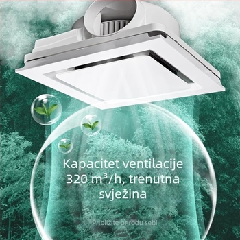 Integrirani stropni ventilator za ventilaciju, 300x300, kuhinja i kupaonica, ugradnja u strop, tih