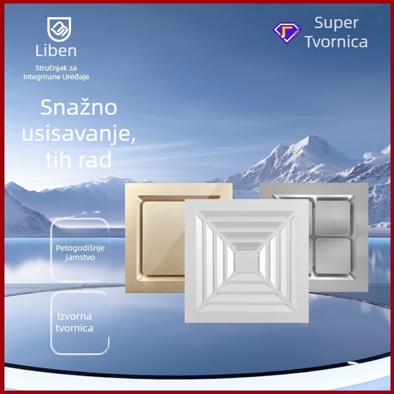 Integrirani stropni ventilator za ventilaciju, 300x300, kuhinja i kupaonica, ugradnja u strop, tih
