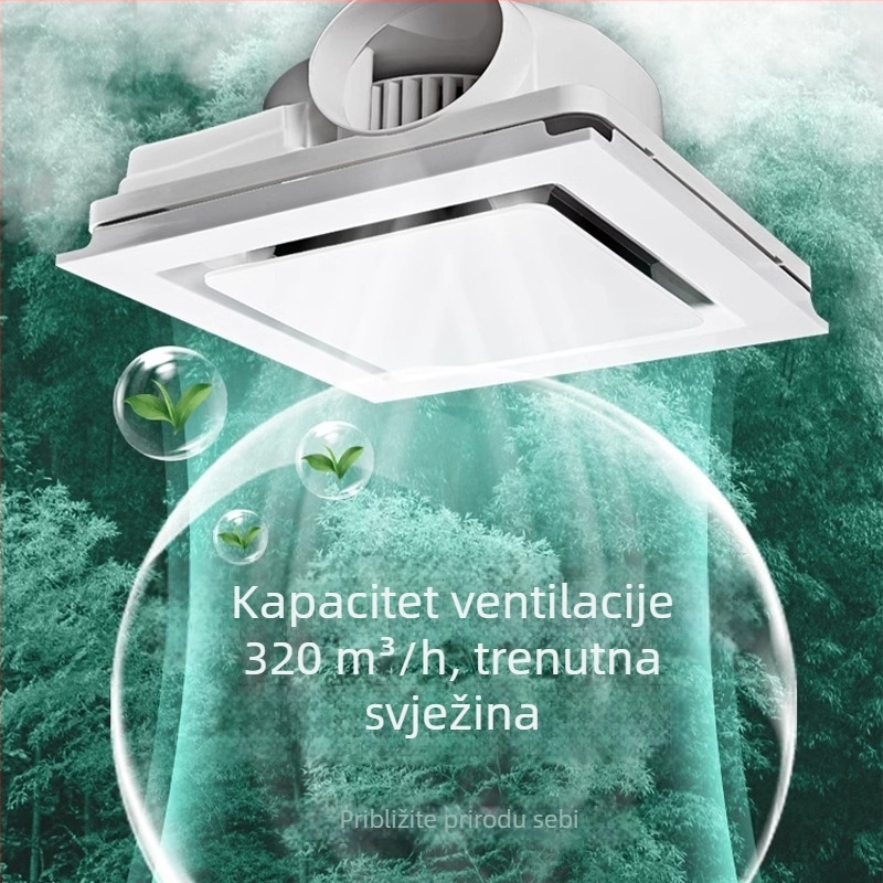 Integrirani stropni ventilator za ventilaciju, 300x300, kuhinja i kupaonica, ugradnja u strop, tih
