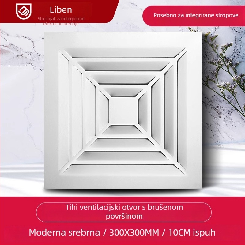 Integrirani stropni ventilator za ventilaciju, 300x300, kuhinja i kupaonica, ugradnja u strop, tih