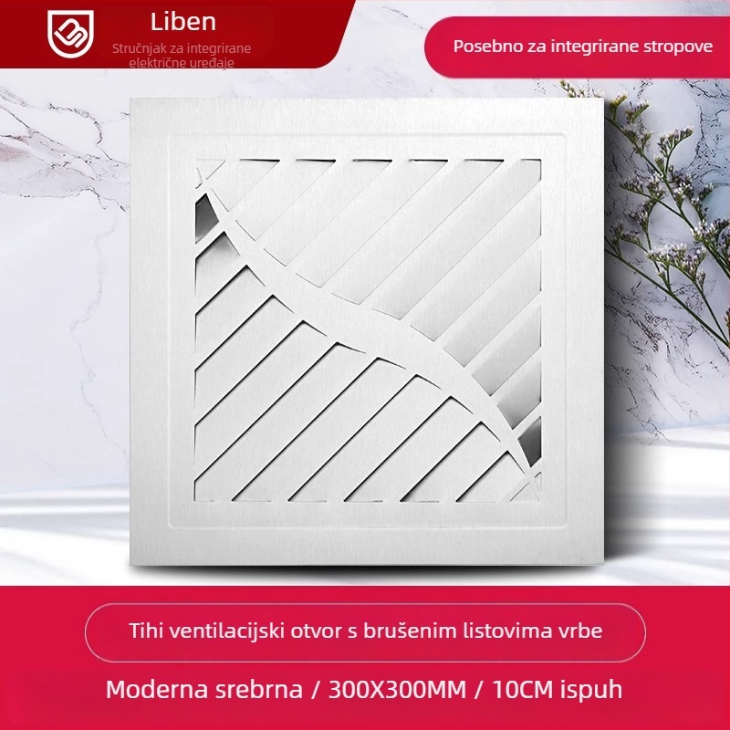 Integrirani stropni ventilator za ventilaciju, 300x300, kuhinja i kupaonica, ugradnja u strop, tih