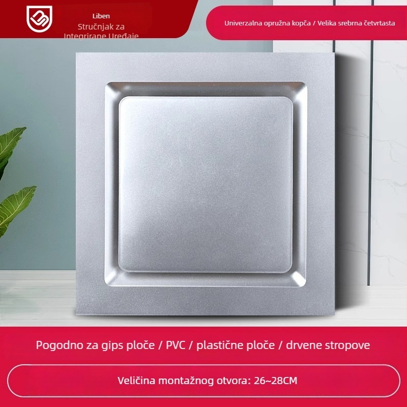 Integrirani stropni ventilator za ventilaciju, 300x300, kuhinja i kupaonica, ugradnja u strop, tih
