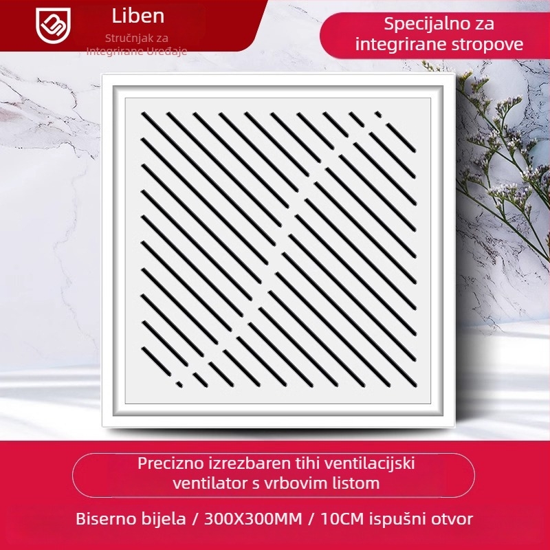 Integrirani stropni ventilator za ventilaciju, 300x300, kuhinja i kupaonica, ugradnja u strop, tih