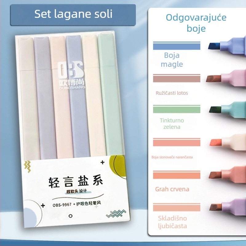 Dvostrani fluorescencijski označivač za učenike – Morandi bilježnica, za označavanje ključnih točaka, debeli i tanki vrh, pastelne macarons boje