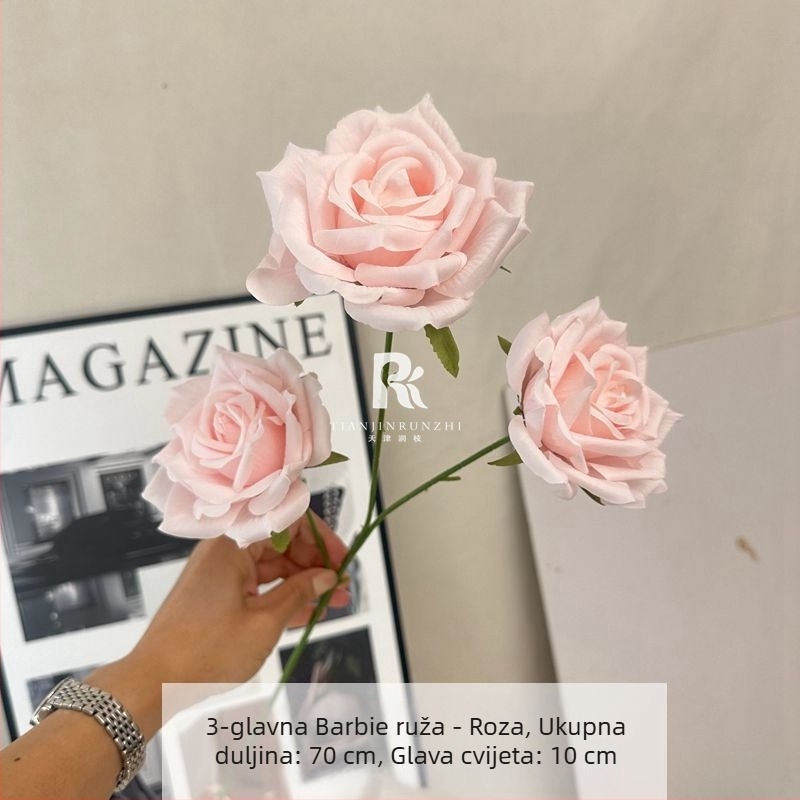 Barbie ruža s tri glave, umjetna svila ruža, francuskog stila za vjenčani prolaz i kućnu dekoraciju