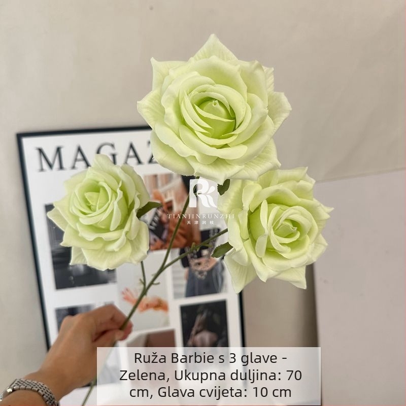 Barbie ruža s tri glave, umjetna svila ruža, francuskog stila za vjenčani prolaz i kućnu dekoraciju
