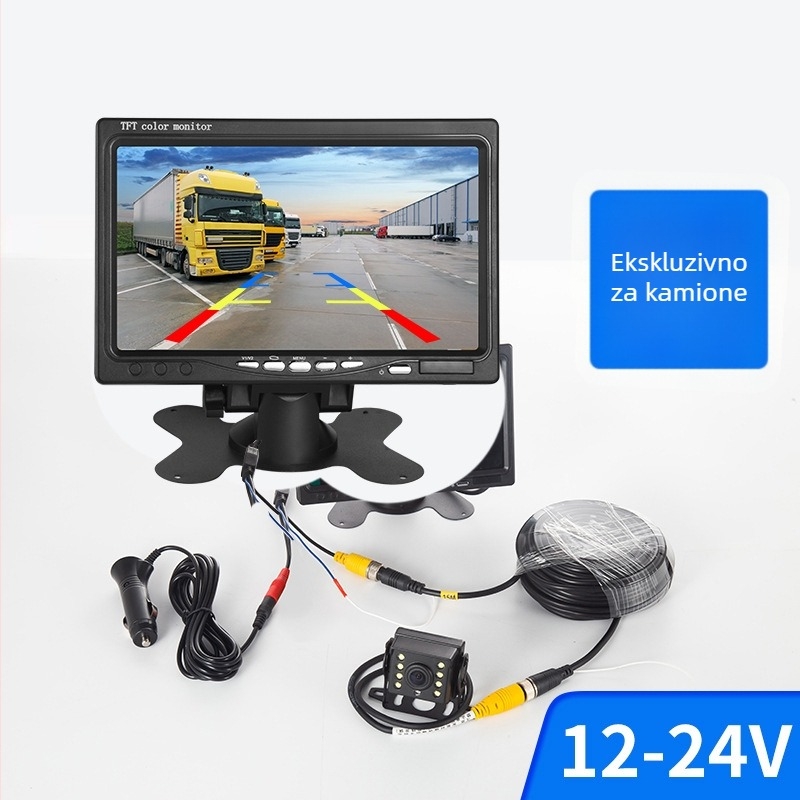 7-inčni HD zaslon za vozilo, monitor za vožnju unazad, video ulaz za kamione